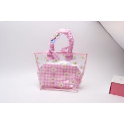2023 Popular Custom Logo Fashion Cute Girls Summer Beach Bag PVC Clear Tote Bags Clear Handbag Waterproof Beach Bag