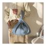Trendy Lady Designer Bags PU Leather Solid Color Strips Pattern Tote Purse for Women Magnet Button Handbag