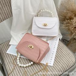 Pearl crocodile pattern handbag for women small square bags ladies hand bags 2024 female wholesale shoulder bag