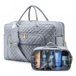 LOVEVOOK fashion quilted 2pc Overnight Weekender Bag with wet pocket Hiking Gym Bag for Travel Sports Camping Travel Duffel bags