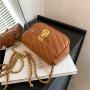 Lock Embroidered Leather Crossbody Bags For Women Soft Leather Bolsos-Para-Mujeres- Chains Bolsas Para Mujer