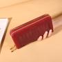 Double Zipper Large Capacity Ladies Purse Crocodile Print Clutch Bag Pure Color Customs Wallet For Women JY1105