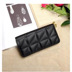 HR149 New Fashion Zipper Women's Card Billfold PU Lingge Zipper Women's Long Wallet Simple and Generous Lady Holding Wallet