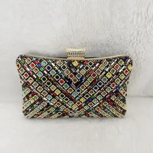 New Arrival Bridal Wedding Elegant Wholesale Fancy Colorful Rhinestones Clutch Bag Pearl Handbag Rhinestones Bags pochette femme