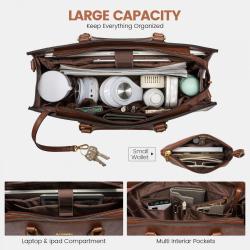 LOVEVOOK Vintage Designer 15.6 inch Large Business Leather Laptop Hand Bags for Women Ladies 2pcs Waterproof Office Tote Handbag