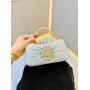 Wholesale banquet dress bags ladies banquet bag handbag rhinestone handle bridal wrinkle flower evening bags for women