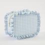 Large Capacity Nylon Travel Makeup Bag Storage bag Custom French Style Gingham Ruffle Cosmedtic Bag Round