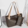 Gelory Customized Wholesale Large Capacity Ladies Purse And Handbag 2 In 1 Plaid Printed Tote Bag Mother And Son Bag