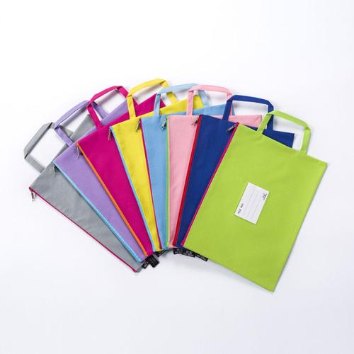 Gelory Hand Carry Zipper Documents Bags A4 Waterproof Custom Logo Zipper Oxford Cloth Single Double Layer File Bag