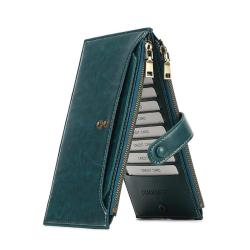 KBW665 RFID Anti-magnetic Wallet Double Zipper Cell Phone Bag Leather Clip New Card Case High Quality Long Money Clip