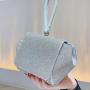 Designer Rhinestone Elegant Clutch Bag Purses Big Wedding Evening Crystal Bucket Bag Silver For Woman