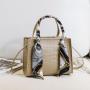 Silk scarf women's handbag 2024 ladies handbag pu leather women's bag diamond chain crocodile crossbody shoulder bag for women