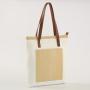 Custom Low MOQ Beige With Inner Pockets High Quality Zipper Long Handle Premium Work Large College Canvas and Leather Bags