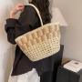 Custom 2024 Summer beach bag woven handmade straw bag bucket handbags for women ladies girls holiday bohemian