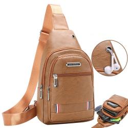 Custom Logo PU Chest Bag Men'S Mobile Phone Wallet Travel Outdoor Hiking Crossbody Bag