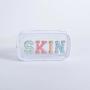 Keymay Personalized Embroidery Chenille Letter Patches Waterproof Clear Zipper Cosmetic Bag Makeup Organizer Toiletry Bag Travel