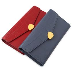 Factory wholesale leather women wallet button women wallet card holder leather long wallet