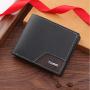 Men's New Cross-Border Short Wallet Large Capacity Leather Coin Purse with Open Closure Casual Waterproof ID Card Bag