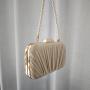 New Arrival Pearl Chain Satin Wrinkle Clutch Bag Handbag Party Bride Wedding Purse Apricot Pleated Evening Bags For Women evening bag 2024