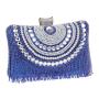 New Fashion Woman Evening Handbag Soft Handle Diamond Smash Tassel Dinner Bag Mental Synthetic Leather Elegent Dress Pillow Bag