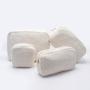 Wholesale Custom Logo Furry Teddy Velvet Makeup Bag Letter Patches Sherpa Toiletry Travel Bag Lamb Wool Sherpa Cosmetic Bag