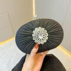 New arrival elegant clutch bag women banquet purse green handbags party wrinkle glitter fabric evening bag with chain