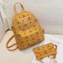 Factory Wholesale 2 pcs women's pu leather printed backpack small bags for women Korean student backpacks