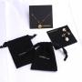 Custom Gold Stamping Cotton Linen Bracelet Necklace Jewelry Bag With Microfiber Cleaning Cloth Jewelry Card Packing Pouch