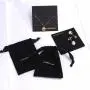 Custom Gold Stamping Cotton Linen Bracelet Necklace Jewelry Bag With Microfiber Cleaning Cloth Jewelry Card Packing Pouch