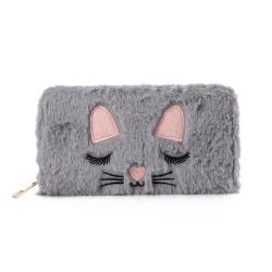 Custom Design Plush Wallet Lovely Cartoon Cat Shape Purse Wallet Card Holder Wallets