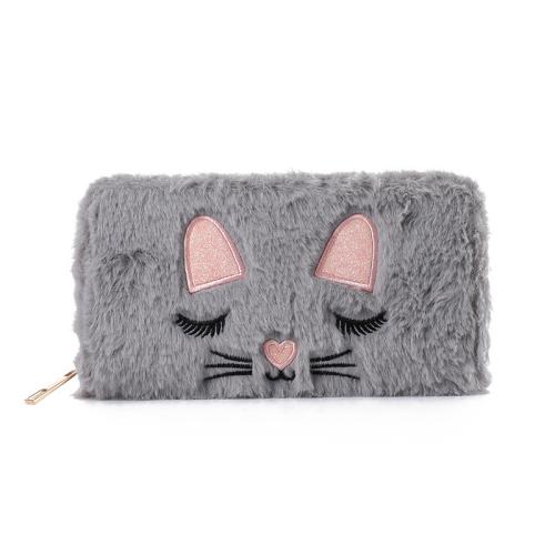 Custom Design Plush Wallet Lovely Cartoon Cat Shape Purse Wallet Card Holder Wallets