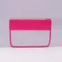 Keymay Low MOQ Custom Personalized Makeup Bag Chenille Patches Birthday Bridesmaids Gift Transparent Pvc Clear Cosmetic Bag