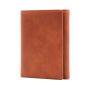 Minimalist trifold wallet rfid blocking oil wax top grain leather wallet for men with custom hot stamp logo for free