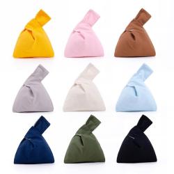 Japanese Style Colored Canvas Cotton Knot Wrist Bag Mini Arm Bag for Women for Mobile Phone and Change Carrying