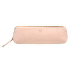 Custom pebble vegan leather pencil bag pen holder cosmetic small leather case zipper makeup pouch