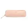 Custom pebble vegan leather pencil bag pen holder cosmetic small leather case zipper makeup pouch