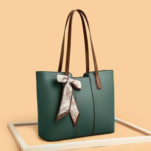 2024 Advanced New Lychee Grain Shoulder Tote Bag Vegan Leather PU Two Soft Underarm Straps Fashionable Simple Design Beach Use