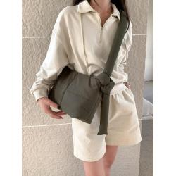 Head Factory Wholesale Korean Puff Bag Fashion Nylon Cotton Crossbody Magnetic Buckle Cotton Stitching Puff Bag For Women