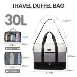 LOVEVOOK 30L Large Custom OEM Adjustable Gym Bag Travel Outdoor Overnight Weekender Duffel Bag with Shoes Compartment for women