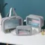 Fashion Custom Printed PU Lady Organizer Toiletry Bag Durable Waterproof Clear Travel Makeup Cosmetic Bag 3pcs Set