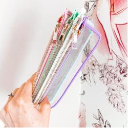 Multi Color PVC Clear Cosmetic Makeup Bag Transparent Flat Zipper Organizer Storage Pouch Women Beauty Toiletry Bag