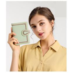 HR545 Women's Short Buckle Coin Wallet Retro Pu Wallet Horizontal Square ID Card Holder Purse Casual Business Passport Holders