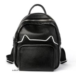 Custom Morral Para Mujer Fashion Ladies Black Leather Backpacks Bag For Women Korean Style Cowhide Genuine Leather Backpack