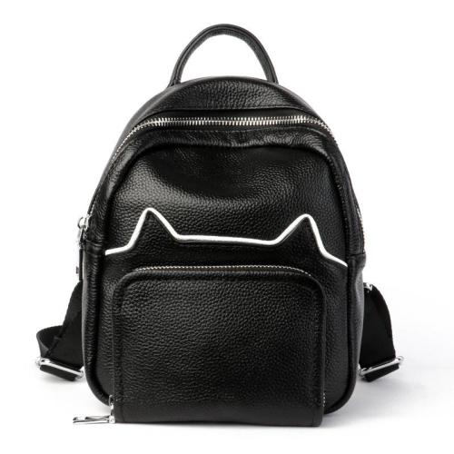 Custom Morral Para Mujer Fashion Ladies Black Leather Backpacks Bag For Women Korean Style Cowhide Genuine Leather Backpack