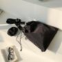 New Design Messenger Bag Niche Wide Shoulder Strap Large Capacity Shoulder Bag Side Zipper Casual Drawstring Pleated Bag