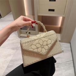 NEW Women's Pearl Clutch Bag Noble Crystal Beaded Evening Bags Wedding Clutch Purse Bag with Handle Handbag