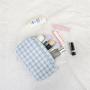 NNew Arrivals Women Fashion Personalized Embroidery Tweed Fabric Makeup Bag Custom Checked Paid Travel Pouch Makeup Organizer