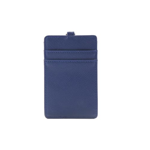 Wholesale staff id name badge card holder lanyard available saffiano pattern pu id working card holder