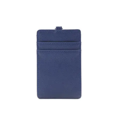 Wholesale staff id name badge card holder lanyard available saffiano pattern pu id working card holder