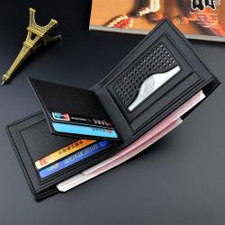 New men's wallet men's short fashion open wallet casual trend woven pattern multi-card large capacity wallet 2021